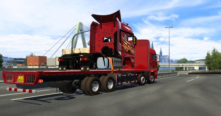 汕德卡平板卡车运输解放J7单桥 1.43